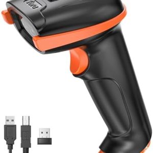 Tera 1D 2D QR Barcode Scanner Wireless and Wired with Battery Level Indicator Digital Printed Bar Code Reader Cordless Handheld Barcode Scanner Compact Plug and Play Model D5100