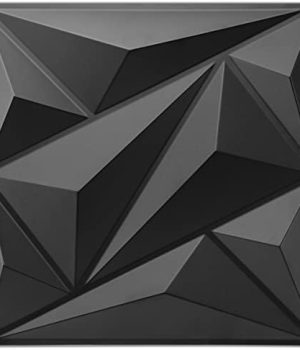 Art3dwallpanels 33 Pack 3D Wall Panel Diamond for Interior Wall Décor, PVC Flower Textured Wall Panels for Living Room Lobby Bedroom Hotel Office, Black, 12”x12” Cover 32.Sq.Ft.
