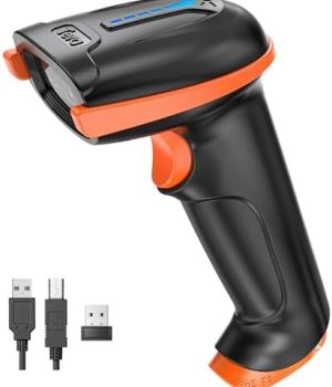 Tera 1D 2D QR Barcode Scanner Wireless and Wired with Battery Level Indicator Digital Printed Bar Code Reader Cordless Handheld Barcode Scanner Compact Plug and Play Model D5100